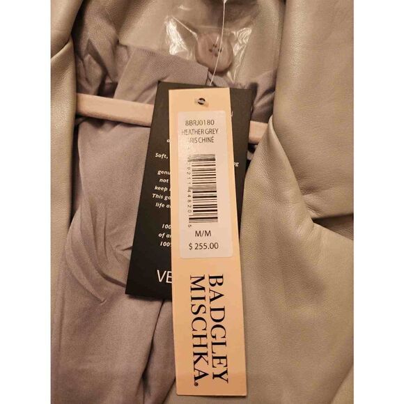 Badgley Mischka NWT stretch vegan leather blazer jacket heather grey size medium - Picture 3 of 8
